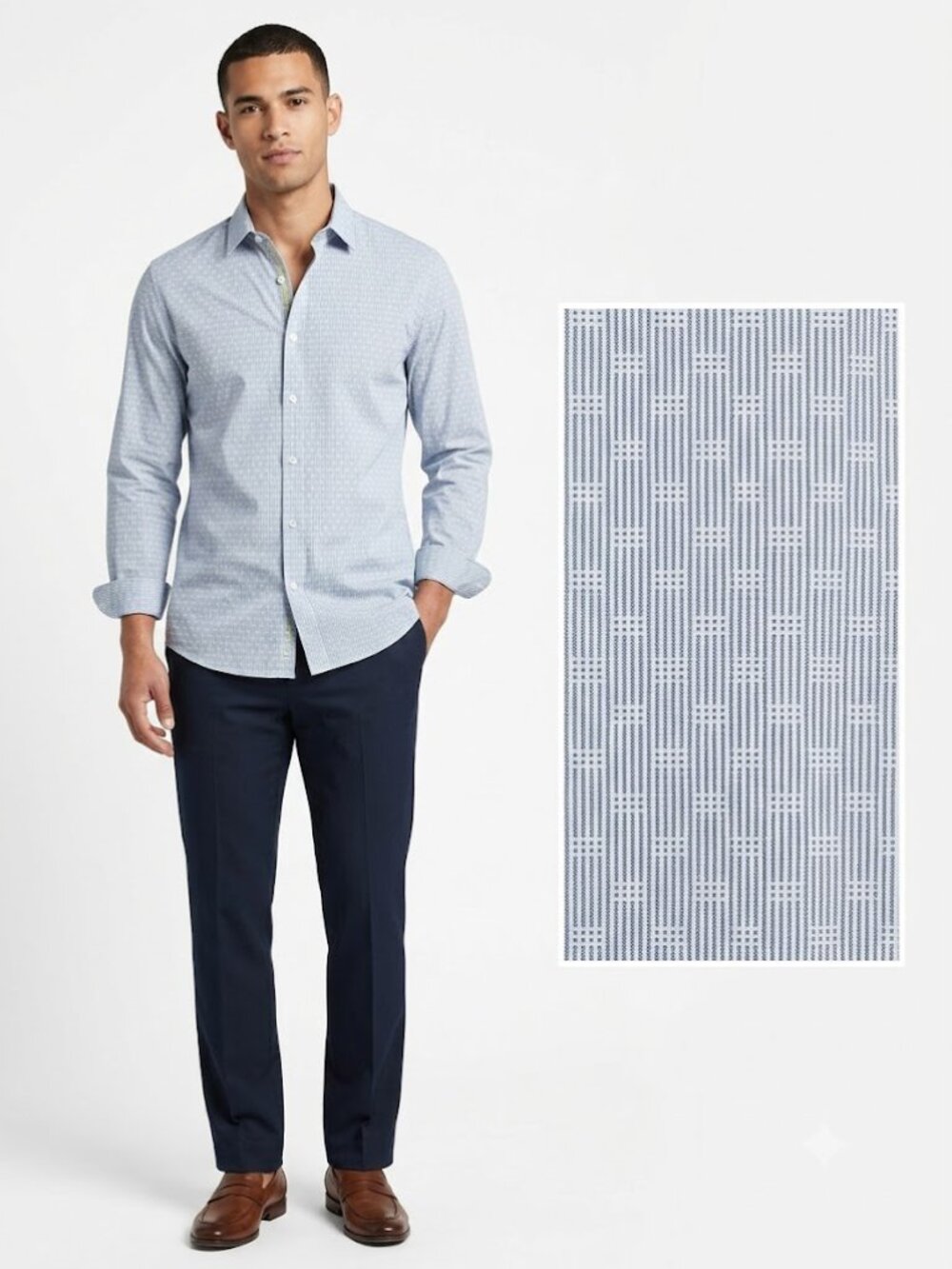 Claiborne Men’s Slim Fit Shirt Blue White Stripe Long Sleeve Button‑Up Size L